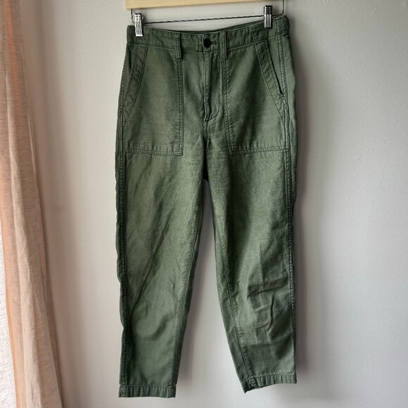 NWOT Madewell Green Cropped Cargo Pants - Utility Green - Picture 2 of 8